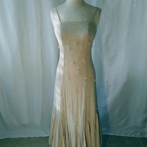 Aspeed size S beige beaded and sequin flowy gown